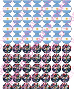 Eetbare Sweets Print WK Argentinië - 70 rondjes van 2,5 cm