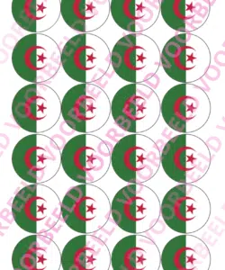 Eetbare Cupcakeprint WK Algerije – 24 cupcake rondjes