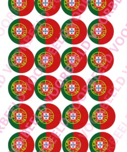 Eetbare Cupcakeprint WK Portugal – 24 cupcake rondjes