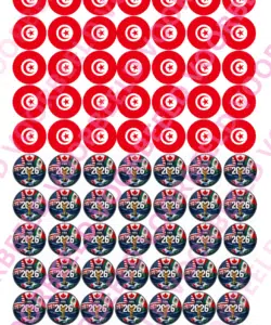 Eetbare Sweets Print WK Tunesië - 70 rondjes van 2,5 cm