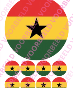 Eetbare Taartprint WK Ghana – 18 cm rond + 8 cupcake rondjes