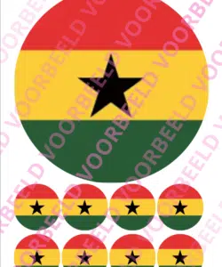 Eetbare Taartprint WK Ghana – 18 cm rond + 8 cupcake rondjes