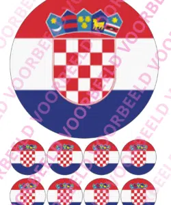 Eetbare Taartprint WK Kroatië – 18 cm rond + 8 cupcake rondjes