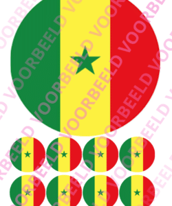 Eetbare Taartprint WK Senegal – 18 cm rond + 8 cupcake rondjes