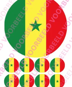 Eetbare Taartprint WK Senegal – 18 cm rond + 8 cupcake rondjes