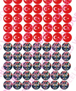 Eetbare Sweets Print WK Turkije - 70 rondjes van 2,5 cm