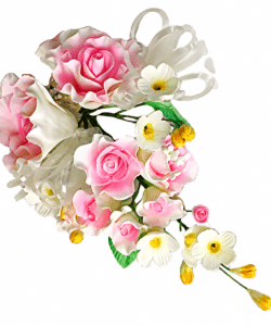 Gumpaste boeket Rozen Roze 18 cm