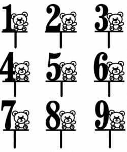 Teddybeer Taarttopper met Cijfer