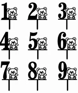 Teddybeer Taarttopper met Cijfer