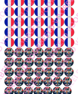 Eetbare Sweets Print WK Frankrijk - 70 rondjes van 2,5 cm