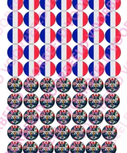 Eetbare Sweets Print WK Frankrijk - 70 rondjes van 2,5 cm