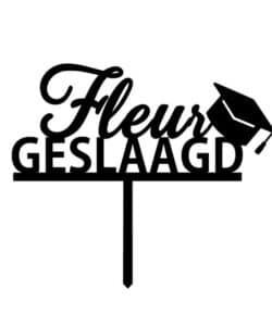 Gepersonaliseerde Taarttopper Geslaagd met Naam en Afstudeerhoedje
