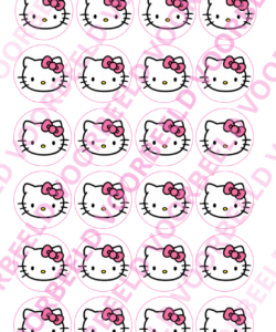 Eetbare Cupcakeprint Hello Kitty 1 - 24 cupcake rondjes