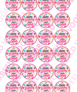 Eetbare Cupcakeprint Happy Birthday Liefste Oma - 24 cupcake rondjes