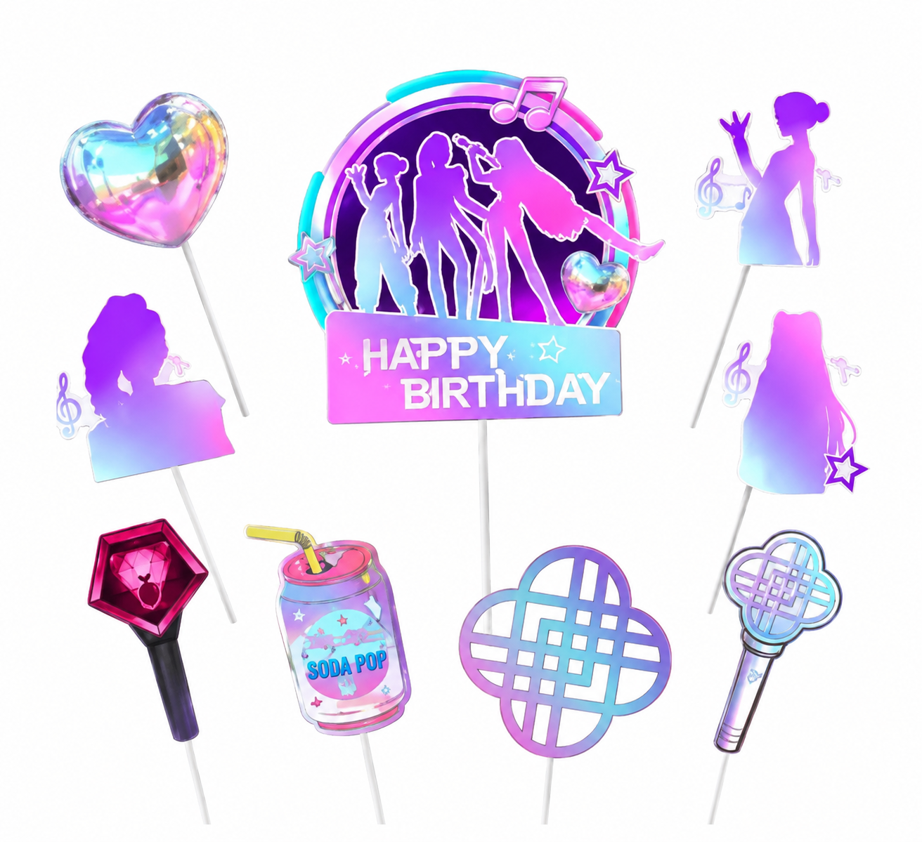 Caketopper k-pop demon hunter set – 9-delig bij cake, bake & love 3 Caketopper k-pop demon hunter set – 9-delig