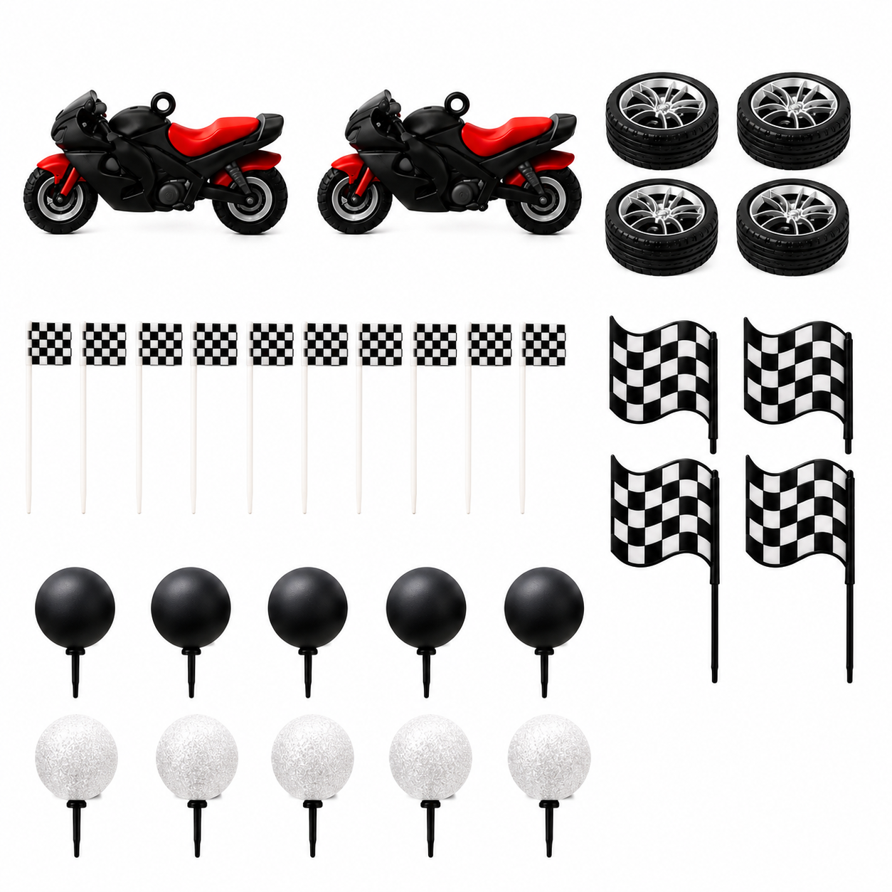 Motor racing cake topper set – 31-delig bij cake, bake & love 3 Motor racing cake topper set – 31-delig