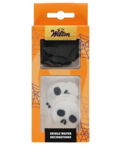 Wilton Eetbare Papieren Decoraties Vleermuizen en Doodskoppen set/18