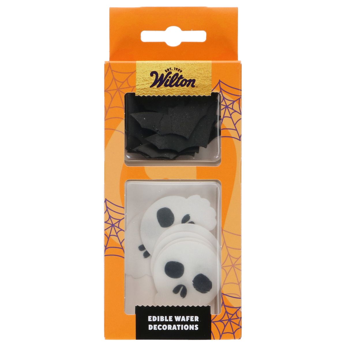 Wilton eetbare papieren decoraties vleermuizen en doodskoppen set/18 bij cake, bake & love 5 Wilton eetbare papieren decoraties vleermuizen en doodskoppen set/18