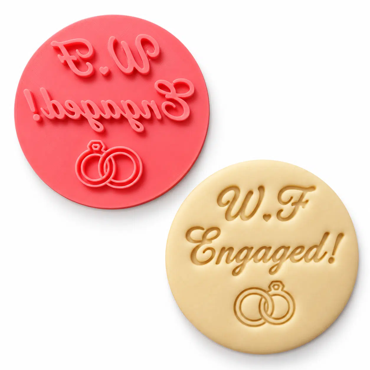Gepersonaliseerde impressie stempel engaged/verloofd bij cake, bake & love 5 Gepersonaliseerde impressie stempel engaged/verloofd