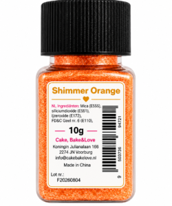 Sprinkley dust - shimmer orange 10 gram bij cake, bake & love 8 Sprinkley dust - shimmer orange 10 gram - afbeelding 2