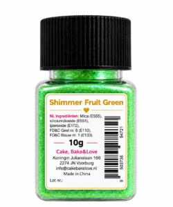 Sprinkley dust - shimmer fruit green 10 gram bij cake, bake & love 8 Sprinkley dust - shimmer fruit green 10 gram - afbeelding 2
