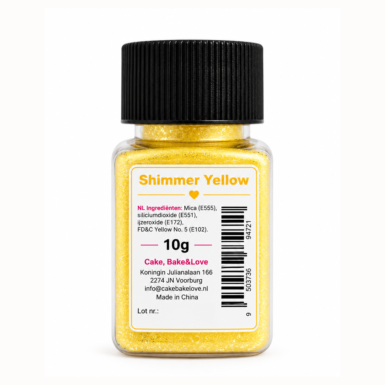 Sprinkley dust - shimmer yellow 10 gram bij cake, bake & love 6 Sprinkley dust - shimmer yellow 10 gram - afbeelding 2