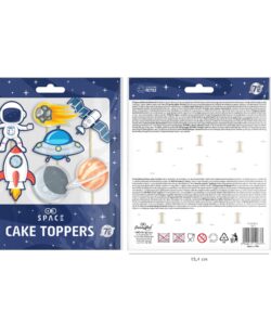 Ruimte taart & cupcake toppers – 7 stuks - afbeelding 2