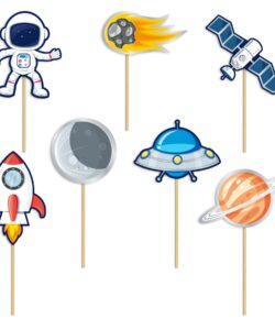 Ruimte Taart & Cupcake Toppers – 7 stuks