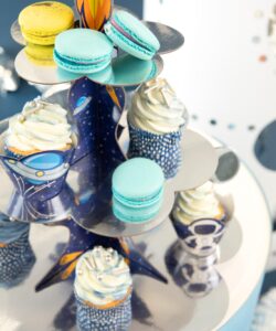 Ruimte cupcake standaard met raket – 46 x 34 cm - afbeelding 2