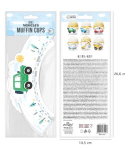 Voertuigen cupcake wrappers – 6 stuks - afbeelding 2