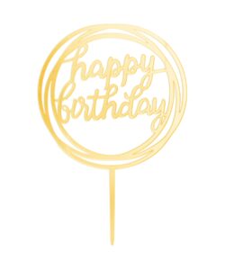 Taarttopper Happy Birthday Rond Goud