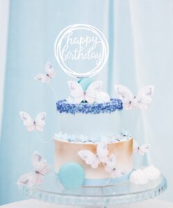 Taarttopper happy birthday rond zilver bij cake, bake & love 8 Taarttopper happy birthday rond zilver - afbeelding 2