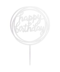 Taarttopper Happy Birthday Rond Zilver
