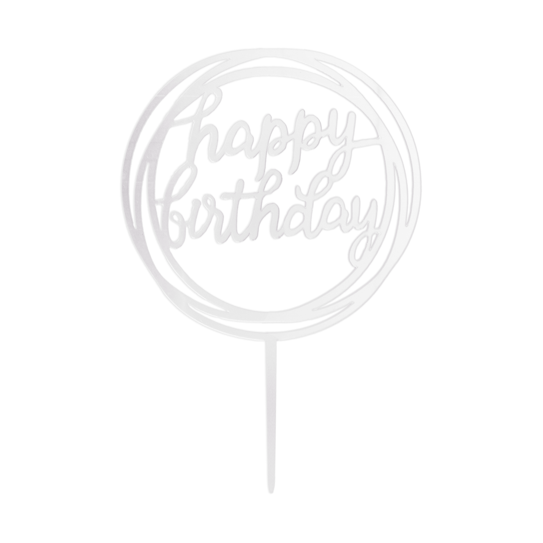Taarttopper happy birthday rond zilver bij cake, bake & love 5 Taarttopper happy birthday rond zilver