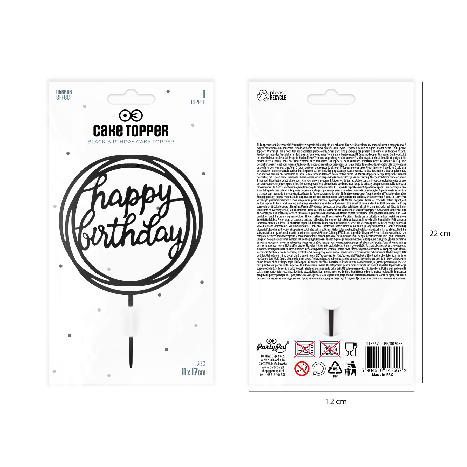 Taarttopper happy birthday rond zwart bij cake, bake & love 7 Taarttopper happy birthday rond zwart - afbeelding 3