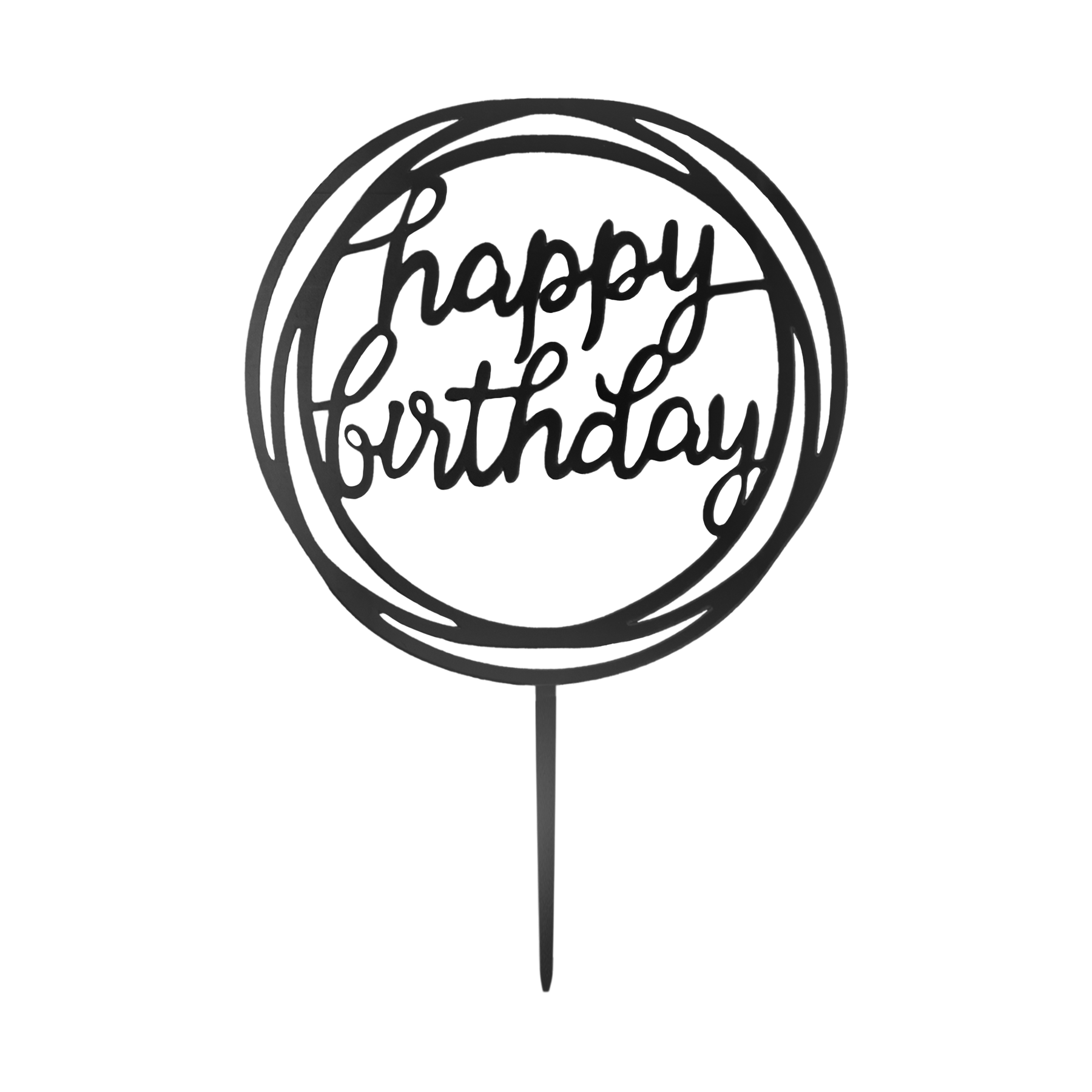 Taarttopper happy birthday rond zwart bij cake, bake & love 5 Taarttopper happy birthday rond zwart