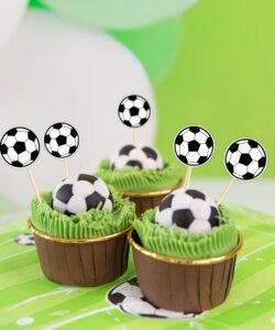 Voetbal taart & cupcake toppers pk/12 - afbeelding 2