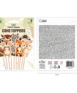 Bosdieren taart & cupcake toppers – 9 stuks - afbeelding 3