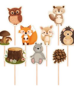 Bosdieren Taart & Cupcake Toppers – 9 stuks