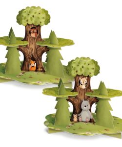 Bosdieren Cupcake Standaard – Dubbelzijdig – 40 × 32 cm