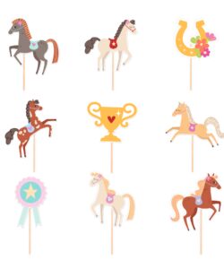 Paarden Taart & Cupcake Toppers – 9 stuks