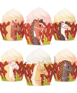 Paarden Cupcake Wrappers – 6 stuks