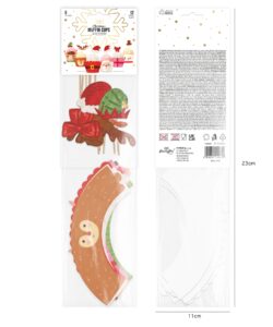 Kerst cupcake wrappers met toppers – 12-delige set - afbeelding 3