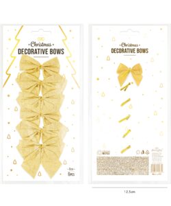 Kerststrikken goud 8 cm – 6 stuks - afbeelding 2