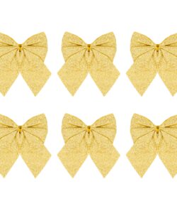Kerststrikken Goud 8 cm – 6 stuks