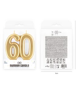 Gouden cijferkaars 60 – 7,7 cm hoog bij cake, bake & love 7 Gouden cijferkaars 60 – 7,7 cm hoog - afbeelding 2