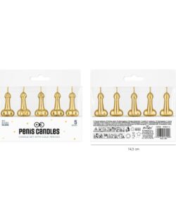Taartkaarsjes penis goud – 5 stuks - afbeelding 3