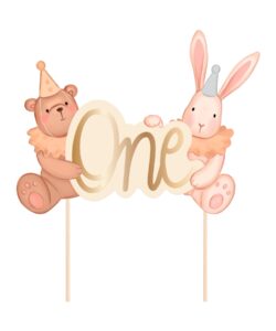 Taarttopper One Teddybeer & Konijntje