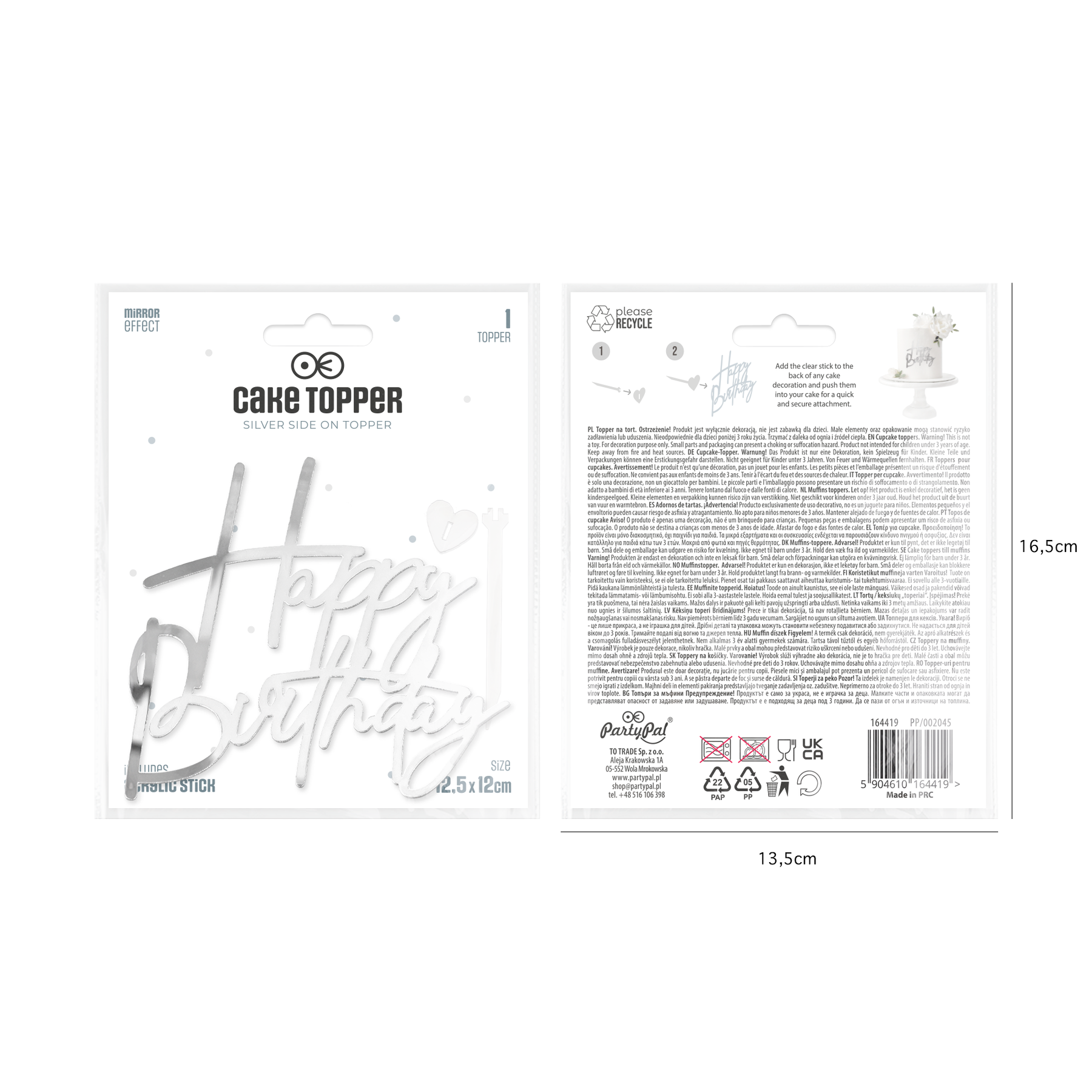 Taarttopper zijkant happy birthday zilver acryl – 12,5 cm bij cake, bake & love 7 Taarttopper zijkant happy birthday zilver acryl – 12,5 cm - afbeelding 5