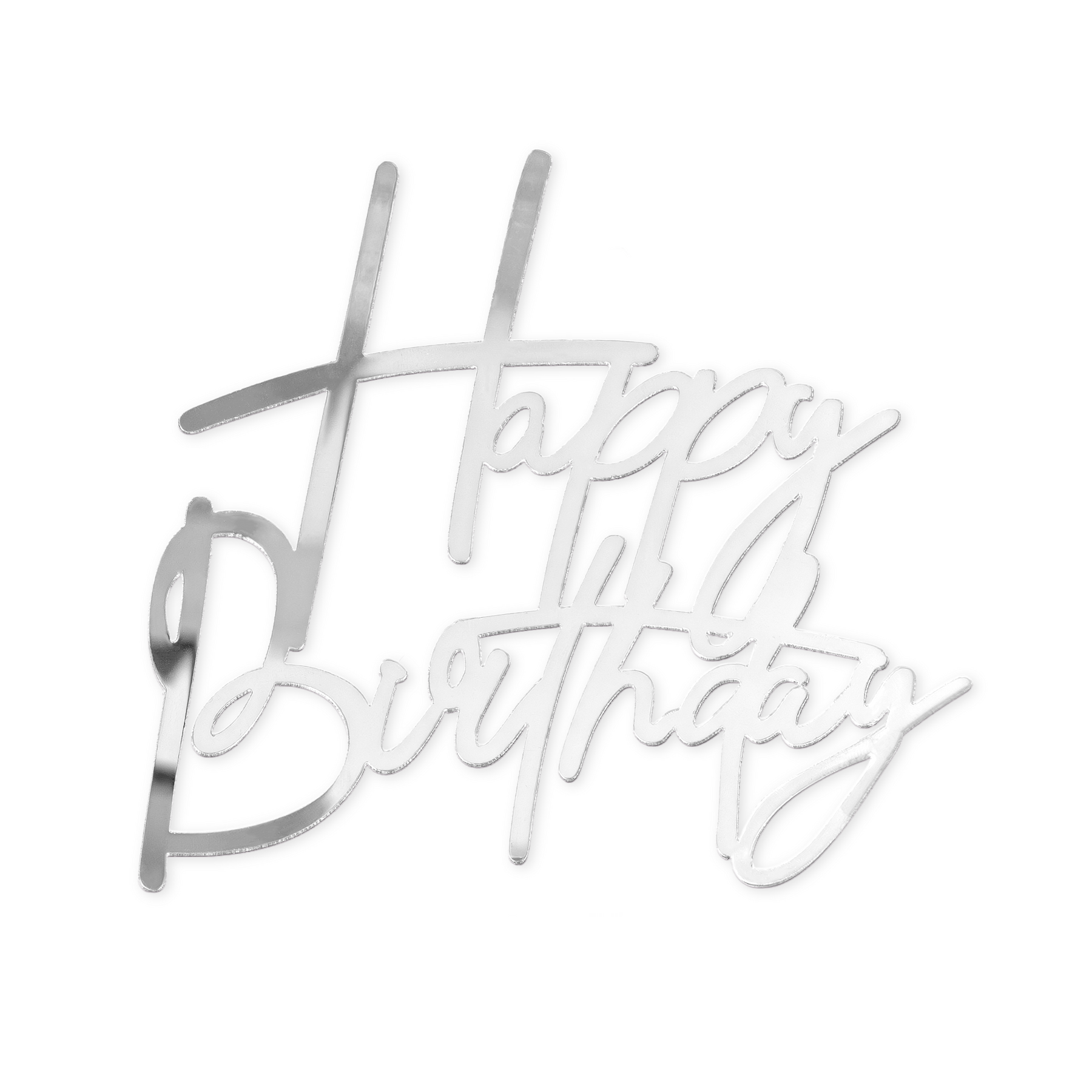 Taarttopper zijkant happy birthday zilver acryl – 12,5 cm bij cake, bake & love 3 Taarttopper zijkant happy birthday zilver acryl – 12,5 cm